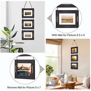 Rustic 5x7 Hanging Picture Frames Set of 2