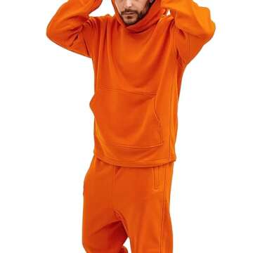 JIHUILAI Orange Sweatsuit For Men 2 Piece Hoodies With Sweatpants Sets Casual Running Jogging Sport Men TrackSuits M