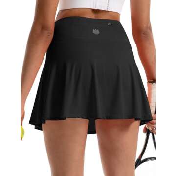 FitsT4 Sports 16" Tennis Golf Skorts Skirts for Women 4 Pockets UPF50+ High Waisted Athletic Casual Workout Running Skirt Black S