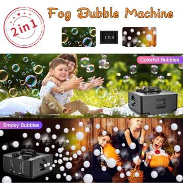 Wisdomlit Fog Bubble Machine - 2-in-1 Colorful Smoke Bubble Maker for Parties