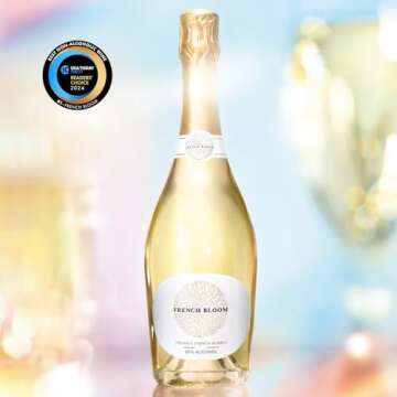 French Bloom Le Blanc Alcohol-Free Sparkling Wine, 750ml - Certified Organic, Vegan, Halal, Low Calorie, Pregnancy Friendly, Sulfite Free - Made with Fine Organic Wine, No Preservatives or Added Sugar