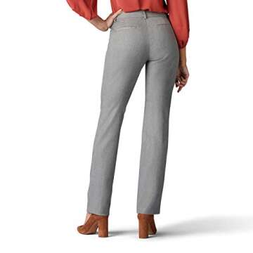 Lee Women's Wrinkle Free Relaxed Fit Straight Leg Pant, Ash Heather, 2