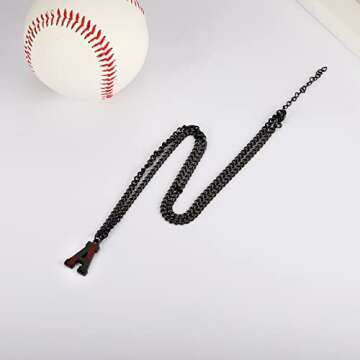 AIAINAGI Baseball Initial A-Z Letter Necklace for Men & boys