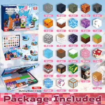 ToyUnited Magnetic Blocks-150PCS Magnetic Building Blocks Magnetic Cubes Stacking Dark Forest Glacier Castle, STEM Montessori Sensory Toys for Kids Boys Girls Ages 4-8 Holiday Birthday Easter Gifts