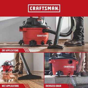 CRAFTSMAN CMXEVBE17594 12 Gallon 6.0 Peak HP Wet Dry Vac, Portable Shop Vacuum Wet and Dry with Filter, Dust Bag, Hose and Attachments for Home Projects & Renovations