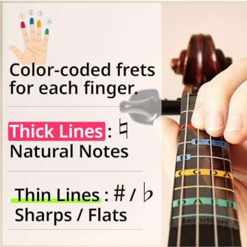 Violin Finger Guide - Beginner Friendly Static Cling Sheet