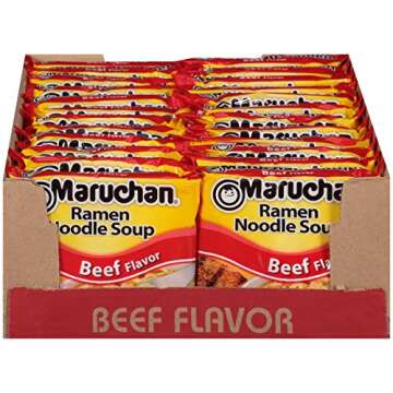 Maruchan Ramen Beef, Instant Ramen Noodles, Ready to Eat Meals, 3 Oz, 24 Count