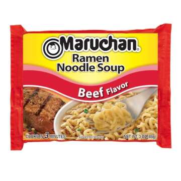 Maruchan Ramen Beef, Instant Ramen Noodles, Ready to Eat Meals, 3 Oz, 24 Count