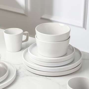 Stone Lain Celina Modern 16-Piece Dinnerware Set - Glossy White