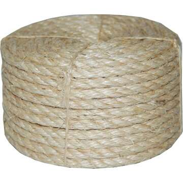 Durable Twisted Sisal Rope - 3/8-Inch x 100-Feet for All Projects