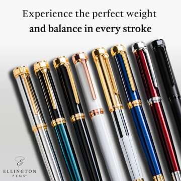 Ellington Pens Luxury Fountain Pen Set- Fountain Pens for Writing - Smooth Fine Nib - Includes Refillable Ink Converter, 3 Ink Cartridges [Black & Blue], Gift Box - Elegant Calligraphy