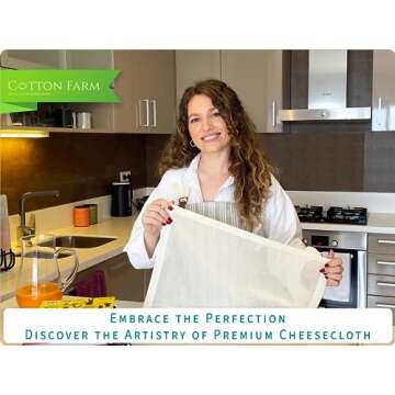 Cotton Farm Grade 100 Premium Cheese Cloths - Precision Straining & More; 20x20 inch; 100% Unbleached Cotton Cheesecloth