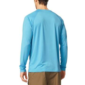 BALEAF Men's Sun Protection Shirts UV SPF T-Shirts UPF 50+ Long Sleeve Rash Guard Fishing Running Quick Dry Blue Size L