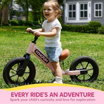 SYNCFUN Toddler Balance Bike, 12'' Lightweight Toddler Bike for 2, 3, 4, 5 Year Old Boys and Girls, Anti-Skid Tires, No Pedal Kids Bike, Easy Adjustable Seat and Handlebar, Gift Bike for Kids (Pink)