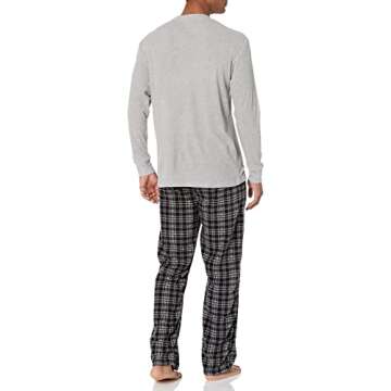 Beverly Hills Polo Club mens Beverly Hills Polo Polar Fleece W/Thermal Top Pajama Set, Grey Top With Blk/Char Pants, X-Large US