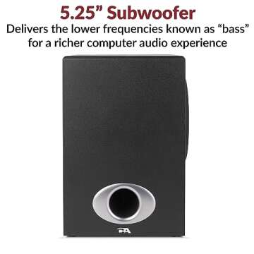 Cyber Acoustics CA-3810 2.1 Multimedia Speaker System with Subwoofer, 80 Watts Peak Power, Strong Bass, Perfect for Music, Movies, and Games