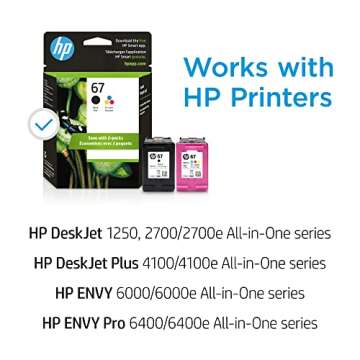 HP 67 Ink Cartridges 2 Pack for DeskJet and ENVY Printers