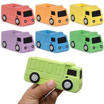 Isle of Whimsy | 14 Dump Truck Sidewalk Chalk | Construction Birthday Party Supplies | Party Favors & Goodie Bags - Birthdays, Valentines, Easter Baskets | Toddler Toys | Individually Wrapped | Gift