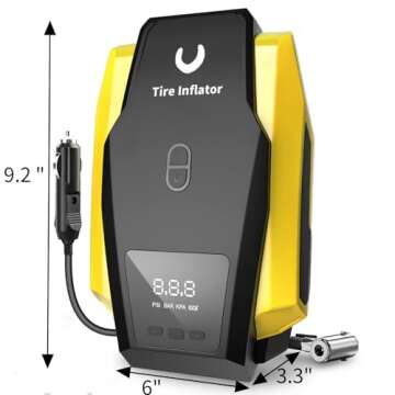 Portable Tire Inflator - 12V Air Compressor for Cars & More