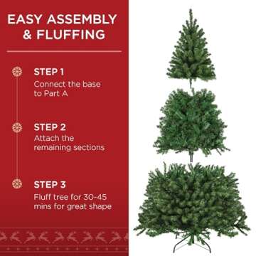 Best Choice Products 6ft Pre-Lit Spruce Artificial Holiday Christmas Tree for Home, Office, Party Decoration w/ 250 Incandescent Lights, 798 Branch Tips, Easy Assembly, Metal Hinges & Foldable Base