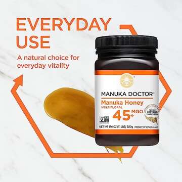 MANUKA DOCTOR - MGO 45+ Manuka Honey Multifloral, 100% Pure New Zealand Honey. Certified. Guaranteed. RAW. Non-GMO (17.6oz)