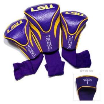 Team Golf NCAA LSU Tigers Contour Golf Club Headcovers (3 Count) Numbered 1, 3, & X, Fits Oversized Drivers, Utility, Rescue & Fairway Clubs, Velour lined for Extra Club Protection