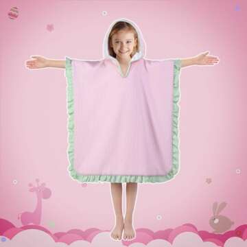 THOVSMOON Hooded Towels for Kids,Toddler Bath Towel Swim Cover Up for Ages 3-10 Girls Boys Pool Towels Soft Thick 30"x30" Microfiber Poncho Towel（Pink）