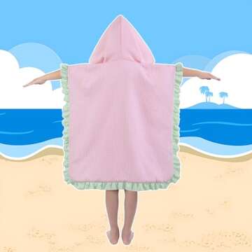 THOVSMOON Hooded Towels for Kids,Toddler Bath Towel Swim Cover Up for Ages 3-10 Girls Boys Pool Towels Soft Thick 30"x30" Microfiber Poncho Towel（Pink）