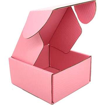 Lmuze Small Pink Shipping Boxes for Small Business Pack of 25-4x4x2 inches Cardboard Corrugated Mailer Boxes for Shipping Packaging Craft Gifts Giving Products