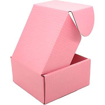 Lmuze Small Pink Shipping Boxes for Small Business Pack of 25-4x4x2 inches Cardboard Corrugated Mailer Boxes for Shipping Packaging Craft Gifts Giving Products