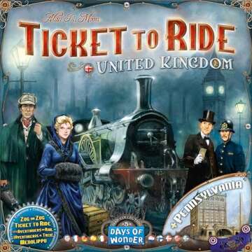 Ticket to Ride United Kingdom + Pennsylvania Board Game EXPANSION - Strategy Game, Family Game for Kids & Adults, Ages 8+, 2-5 Players, 30-60 Minute Playtime, Made by Days of Wonder