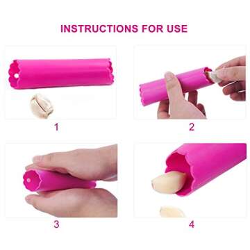 JOHOUSE Garlic Peeler, Silicone Garlic Roller Peeling Tube Tool for Useful Kitchen Tools, 3PCS Random Color