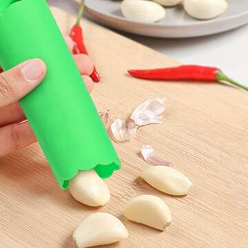 JOHOUSE Garlic Peeler, Silicone Garlic Roller Peeling Tube Tool for Useful Kitchen Tools, 3PCS Random Color