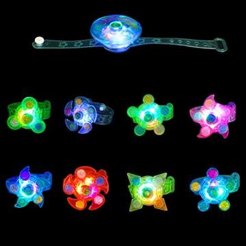 Maegawa 25 Pack LED Light Up Fidget Spinner Bracelets Favors For Kids 4-8 8-12,Glow in The Dark Party Supplies,Birthday Gifts,Treasure Box Toys for Classroom,Carnival Prizes,Pinata Goodie Bags Stuffers