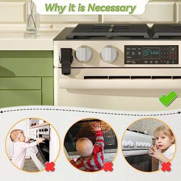 SAFELON 1 PCS Baby Safety Oven Lock, Kitchen Safety Oven Door Lock, Childproofing Lock for Babies & Toddlers, Heat-Resistant, No Drilling (Black)