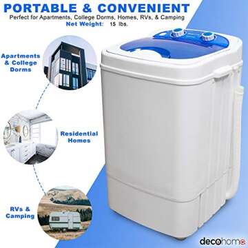 Deco Home Portable Washing Machine: 8.8 lb Capacity & Low Agitation Spin