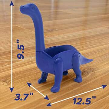 Vezna Home Goods Dinosaur Taco Holder for Kids, Blue Brontosaurus Dino Plate Taco Stand Holds 2 Shells for Fun Taco Tuesday Party, Novelty Funny White Elephant Gift for Adult Taco Lovers