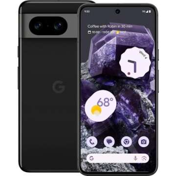 Google Pixel 8 5G (128GB, 8GB) 6.2", 9-core, Android 14, 5G / 4G LTE (US Model Fully Unlocked for Verizon, T-Mobile, AT&T, Global) (w/ Fast Charger, Obsidian) (Renewed)