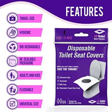 100 Toilet Seat Covers Disposable – XL Flushable Toilet Seat Covers for Kids, Toddlers and Adults Use for Travel, Potty Training, Airplane, Public Bathroom, Road Trips and More. (100 Pack)