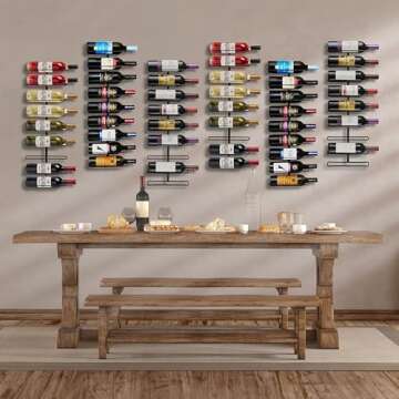 Sorbus Wall Mount Wine Rack (Holds 9 Bottles) - Wine Rack Wall Mounted for Wine Bottles, Liquor, Champagne, Black Metal Wine Bottle Holder for Home Bar, Wine Kitchen Storage