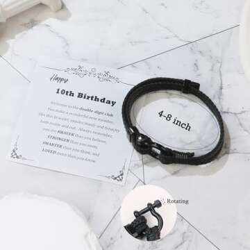 Adjustable Leather Bracelet for 10 Year Old Boys