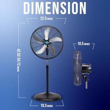 Tornado - 20 Inch High Velocity Metal Oscillating Pedestal Fan - Commercial, Industrial Use - 3 Speed - 5000 CFM – 1/6 HP – 6.6 FT Cord - UL Safety Listed (20 Inch Oscillating)