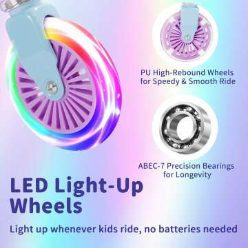 BELEEV V3 Scooter for Kids with Light-Up Wheels & Stem & Deck, 2 Wheel Folding Scooter for Girls Boys, 4 Adjustable Height, Lightweight Kick Scooter with Handy Kickstand for Children Ages 3-12