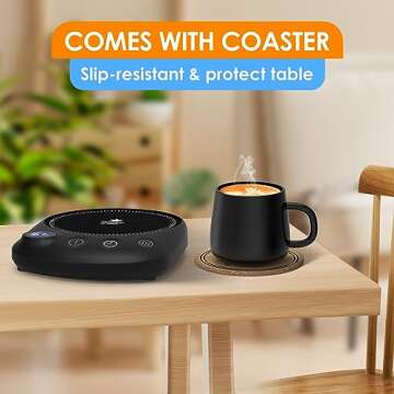 KitchekShop Coffee Mug Warmer - Fastest Heating & Highest Temperature, Coffee Cup Warmer for Desk Auto Shut Off, 4 Temp Settings & 1-12H Timer, Smart Electric Beverage Warmer for Coffee, Tea, Water