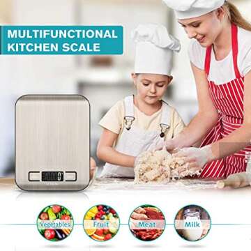 Ultrean Food Scale, Digital Kitchen Scale Weight Grams and Ounces for Baking Cooking and Meal Prep, 6 Units with Tare Function, 11lb (Batteries Included)