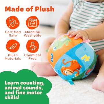 Move2Play, Toddler & Baby Ball with Music and Sound Effects, Baby Toy for 6 to 12 Months, Boy and Girl 1 Year Old Birthday Gift