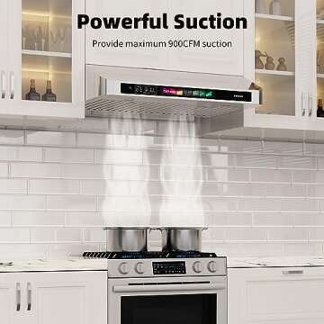 BRANO 30 Inch Under Cabinet Range Hood - Voice Control, 900 CFM, Stainless Steel