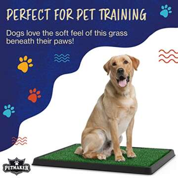 Pee Pads for Dogs - Set of Three 23x18.5-Inch Replacement Turf Grass Mats for Potty Training - Dog Housebreaking Supplies for Small Pets by PETMAKER, Green, Medium