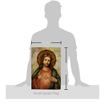 Sacred Heart of Jesus Garden Flag Catholic Home Decor Religious Faith Hope Grace Peace Dove Religion Easter Banner Lawn Porch Outdoor Wall Tapestry Indoor House Decoration Banner Small Christian Gift Made In USA