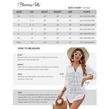 Blooming Jelly Womens Bathing Suit Cover Ups Bikini Swimsuit Coverup Drawstring Beach Dress Shirt(Small, White)